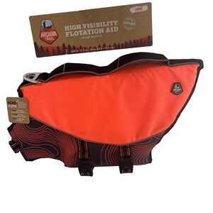Acadia Trail High Visibility Flotation Aid Dog Life Jacket Orange Size L NEW